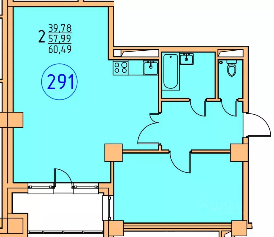 2-к кв. Саха (Якутия), Якутск ул. Билибина, 20/1 (58.0 м) - Фото 0