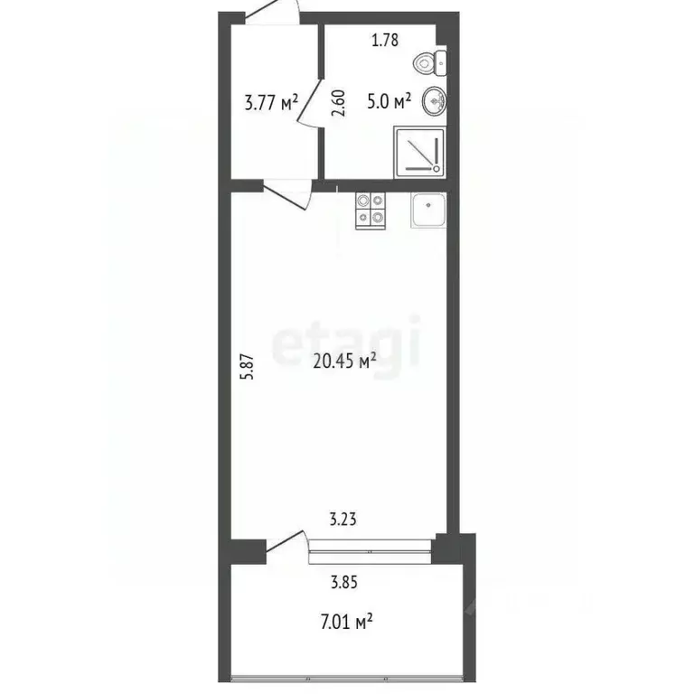 Студия Севастополь ул. Парковая, 7 (36.2 м) - Фото 1