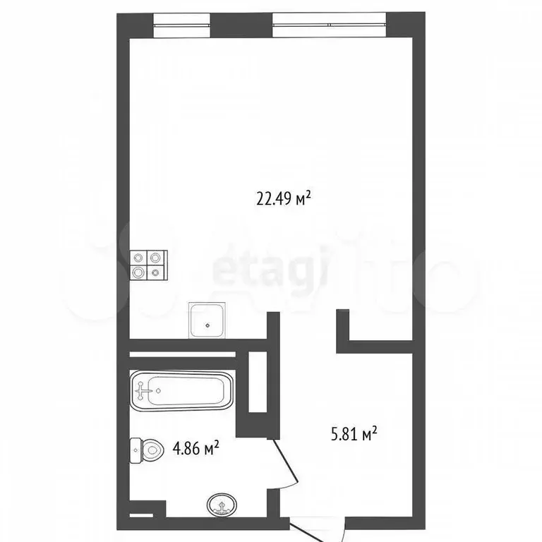 Квартира-студия, 33,3 м, 22/24 эт. - Фото 1