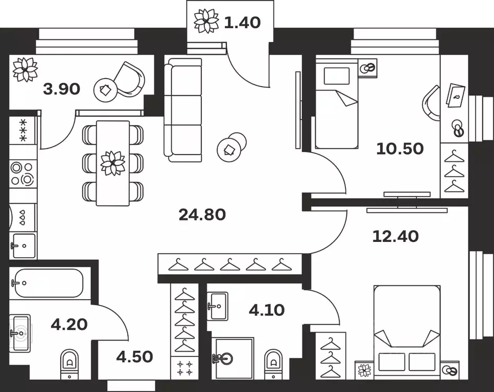 2-к кв. Тульская область, Тула ул. Михеева, 9А (65.8 м) - Фото 0