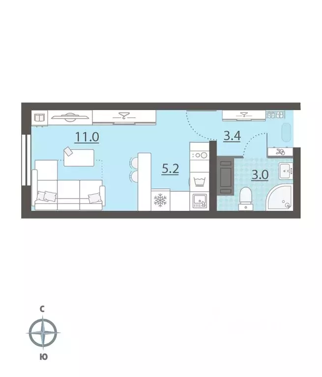 Студия Свердловская область, Екатеринбург Компрессорный жилрайон, ... - Фото 2