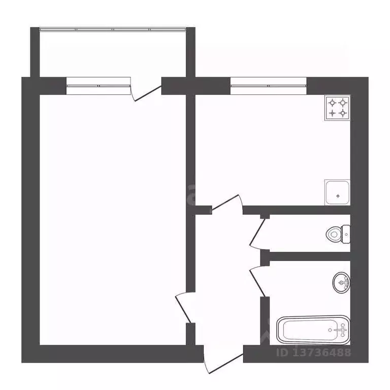 1-к кв. Амурская область, с. Тамбовка ул. Подстанционная, 17 (38.0 м) - Фото 2