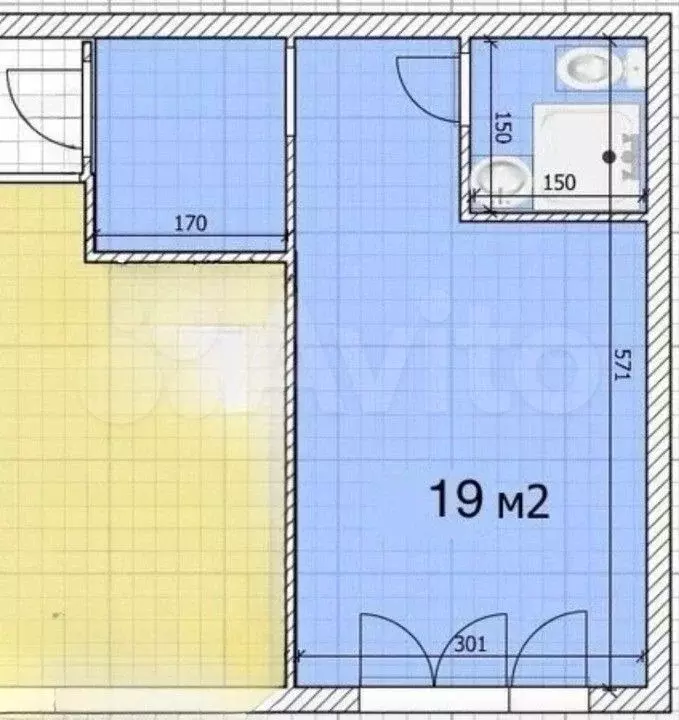 Квартира-студия, 19,1 м, 1/9 эт. - Фото 0