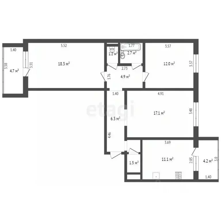 3-к кв. Ростовская область, Ростов-на-Дону ул. Миронова, 2в (89.0 м) - Фото 1