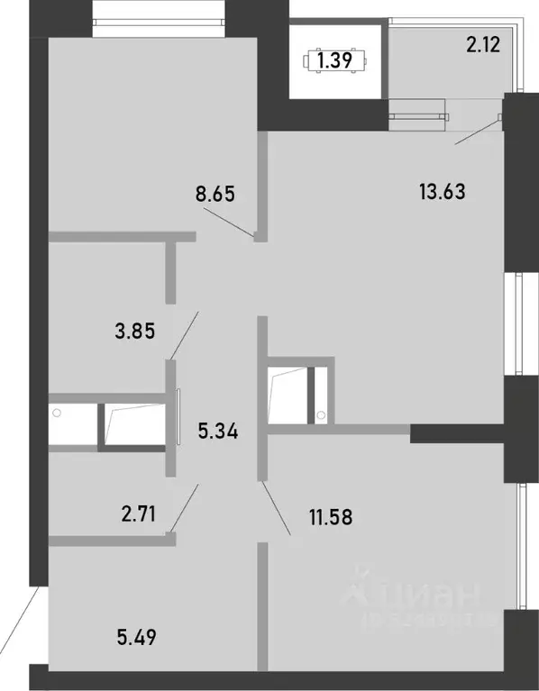2-к кв. Тульская область, Тула Премьер Парк жилой комплекс (54.76 м) - Фото 1