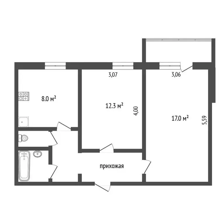 2-комнатная квартира: Тюмень, Народная улица, 8 (49.7 м) - Фото 0
