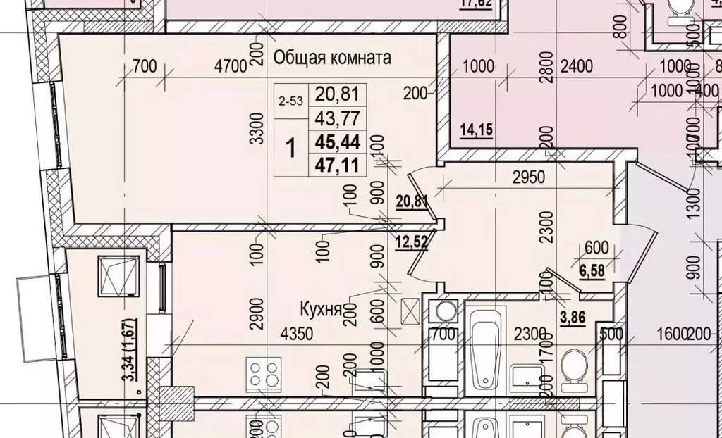 1-к кв. Саха (Якутия), Якутск ул. Чкалова (45.44 м) - Фото 0
