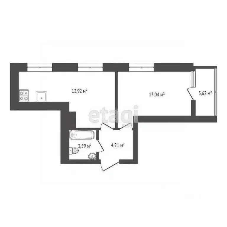 1-к кв. Тульская область, Тула проезд 2-й Клинской, 8 (38.38 м) - Фото 1