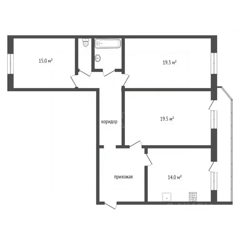 3-к кв. Тюменская область, Тюмень ул. Энергетиков, 53к1 (93.0 м) - Фото 1