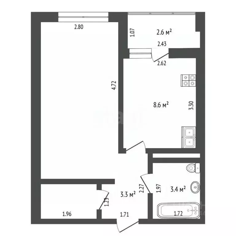 1-к кв. Тюменская область, Тюмень ул. Ветеранов Труда, 9А (39.4 м) - Фото 2