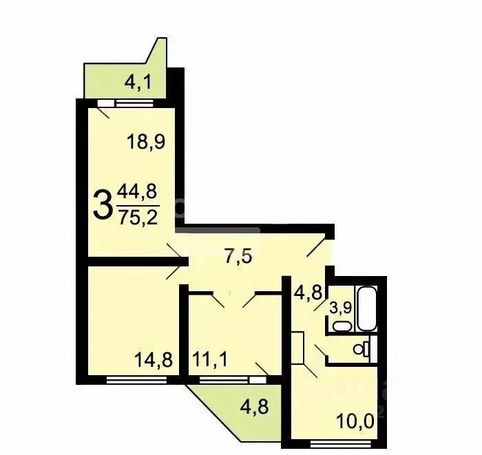 3-к кв. Москва ул. Главмосстроя, 5 (73.6 м) - Фото 1
