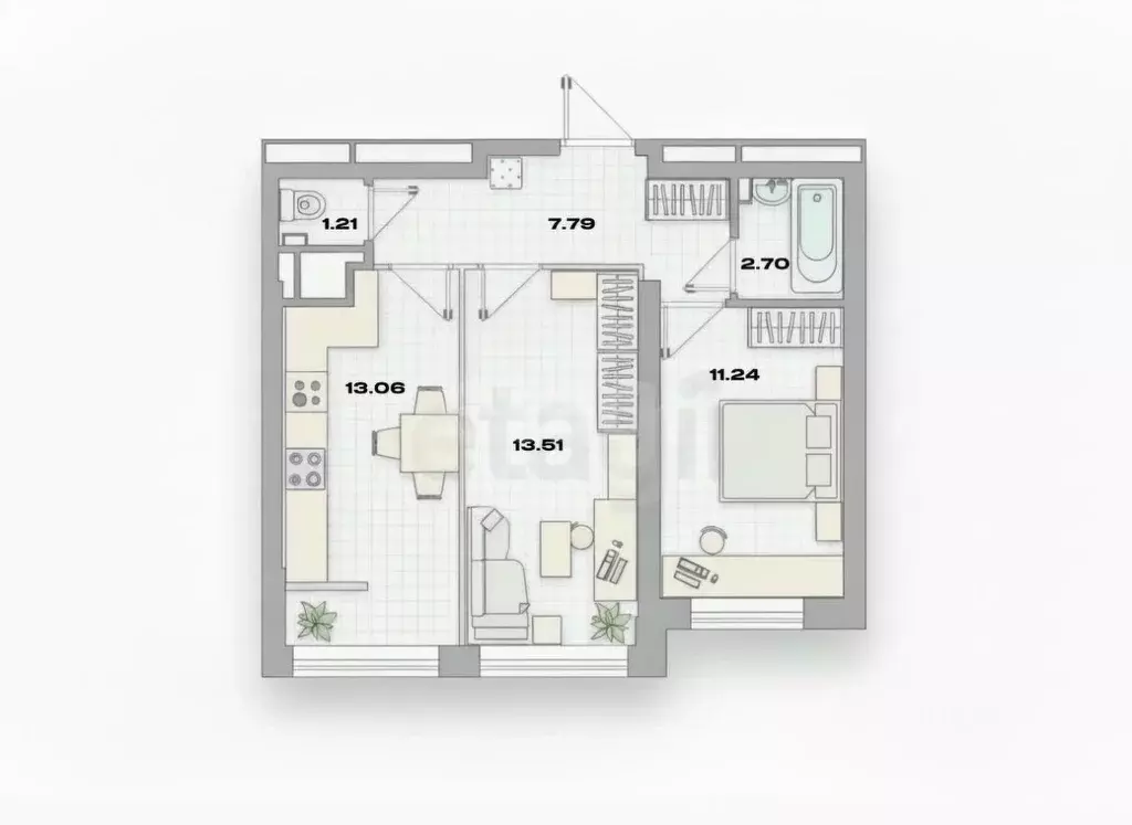 2-к кв. Татарстан, Казань ул. Рауиса Гареева, 105Б (49.3 м) - Фото 2