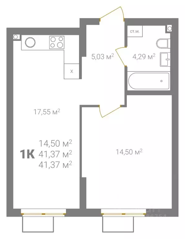 1-к кв. Нижегородская область, Нижний Новгород Ветеринарная ул. (41.37 ... - Фото 2