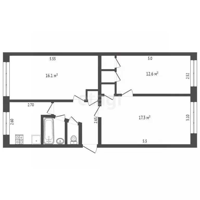 3-к кв. Калужская область, Малоярославецкий муниципальный округ, с. ... - Фото 1