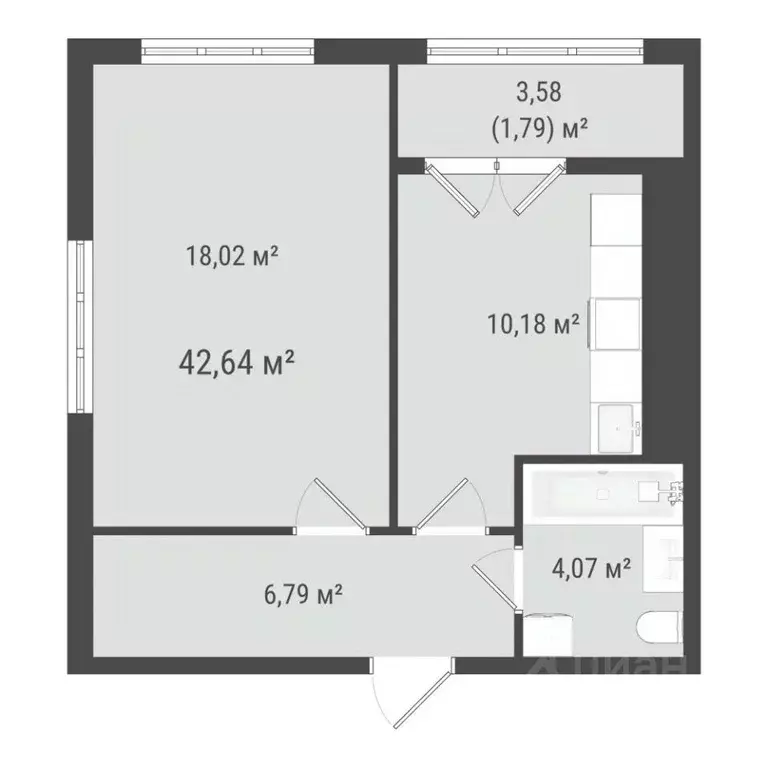 1-к кв. Сахалинская область, Южно-Сахалинск Хомутово п/р,  (40.85 м) - Фото 0