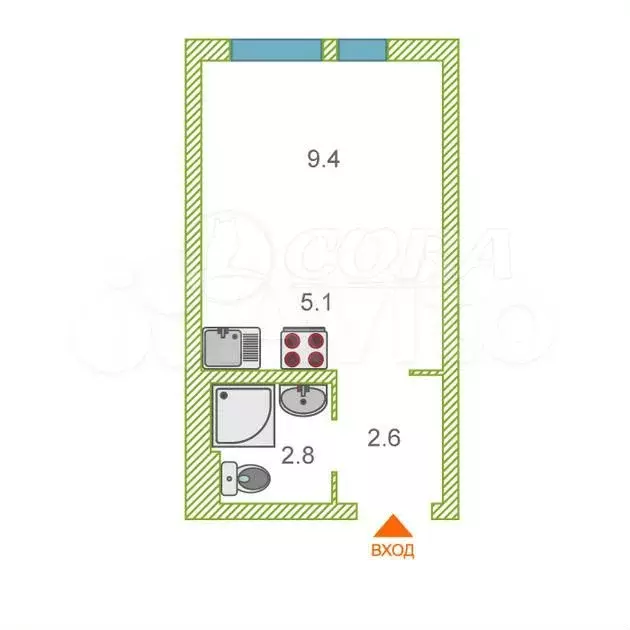 квартира-студия, 22 м, 4/24 эт. - Фото 0