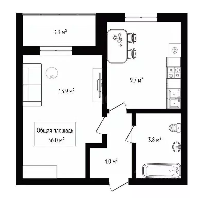1-к кв. Новосибирская область, Новосибирск Тайгинская ул., 39 (36.0 м) - Фото 1