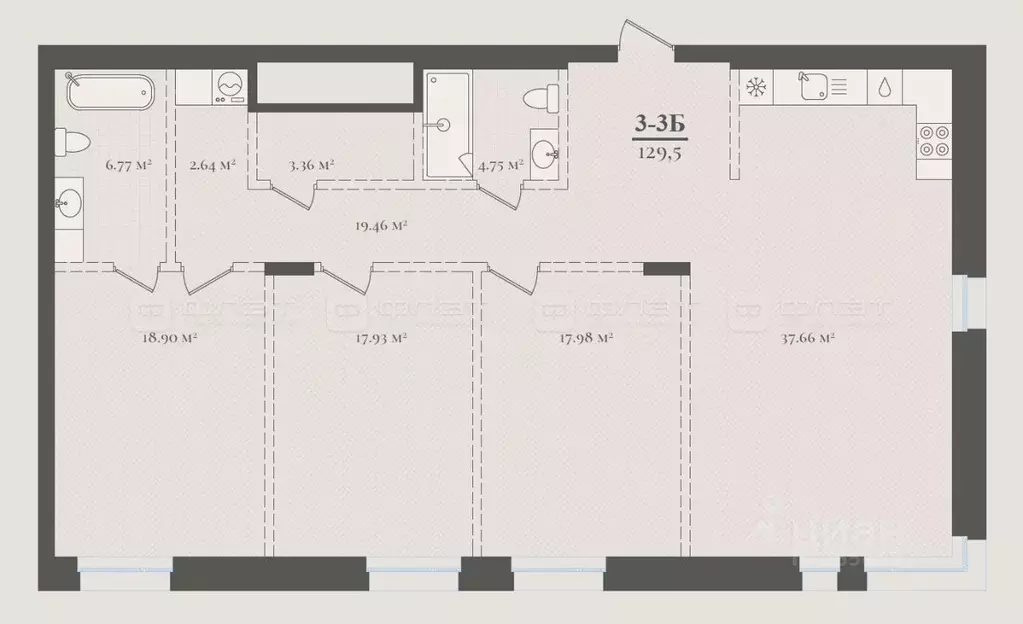 3-к кв. татарстан, казань ул. бутлерова, 20к2 (129.5 м) - Фото 1