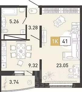 1-к кв. Тюменская область, Тюмень ул. Павла Шарова, 21 (40.9 м) - Фото 0