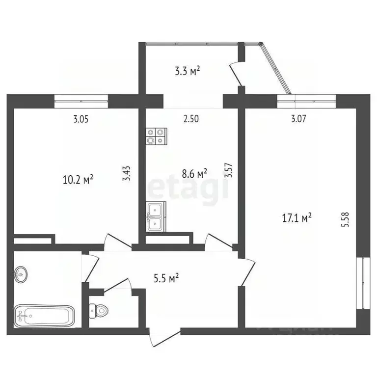 2-к кв. Камчатский край, Петропавловск-Камчатский просп. Рыбаков, 13/2 ... - Фото 1