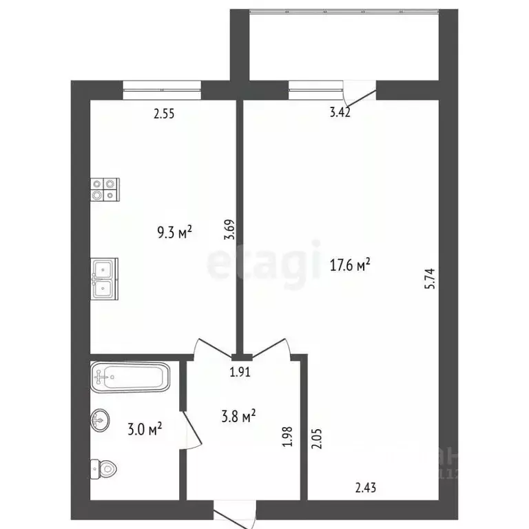 1-к кв. Пермский край, Пермский муниципальный округ, с. Фролы ул. ... - Фото 2