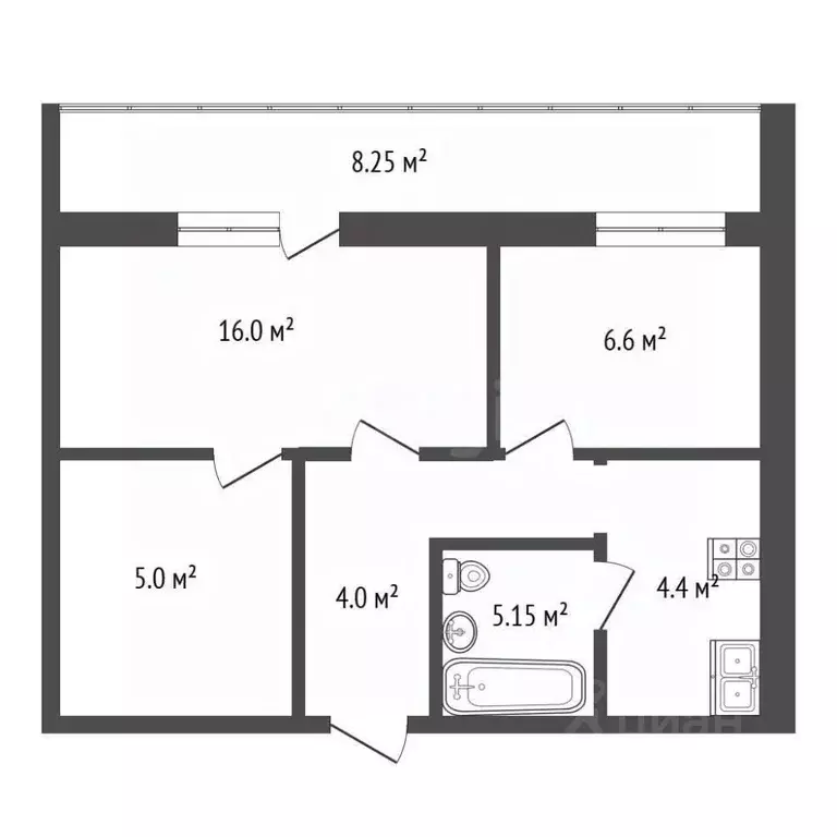 3-к кв. Севастополь ул. Глухова, 9 (43.1 м) - Фото 1