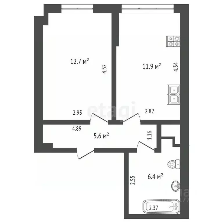 1-к кв. Ямало-Ненецкий АО, Новый Уренгой Строителей мкр, 7/2 (33.2 м) - Фото 1