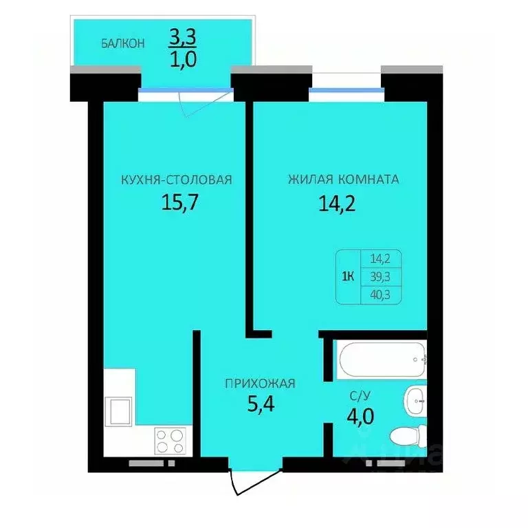 1-к кв. Алтайский край, Барнаул ул. Юрина, 118Д (40.3 м) - Фото 1