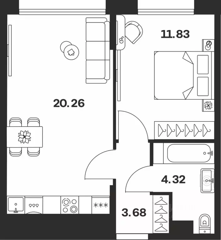 1-к кв. Тульская область, Тула Жукова Парк жилой комплекс (40.09 м) - Фото 1