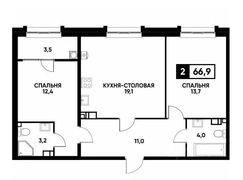 1-к кв. Ставропольский край, Ставрополь ул. Андрея Голуба, 14к1 (66.9 ... - Фото 0