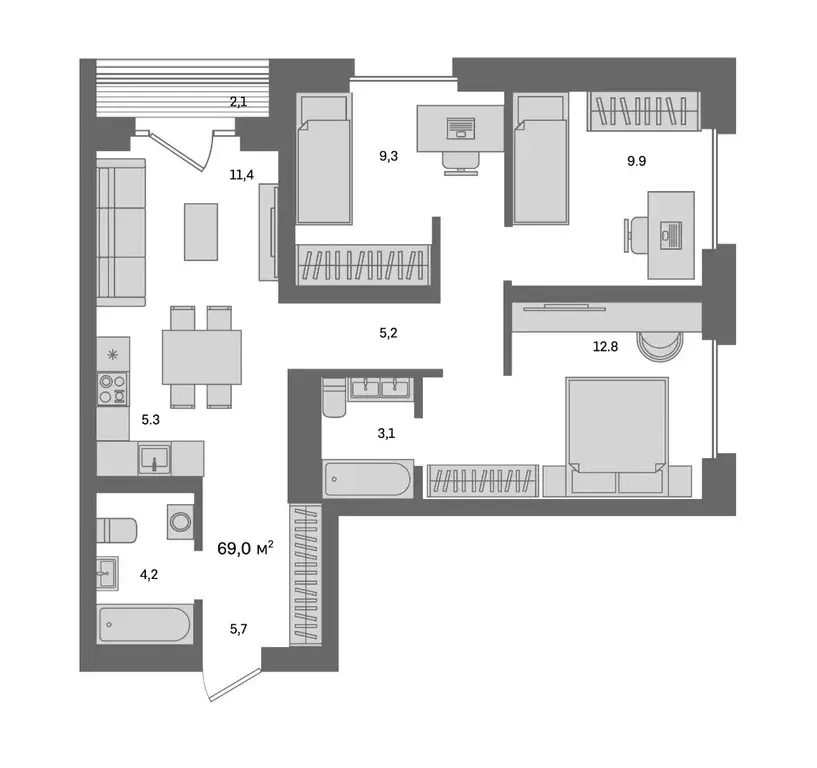 Продаётся 3-к квартира, 69 м - Фото 0