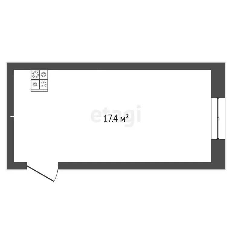 1к в -комнатной квартире (17.6 м) - Фото 1