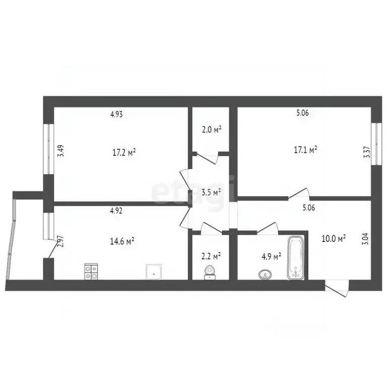 2-к кв. Калужская область, Калуга ул. Академика Королева, 22 (71.5 м) - Фото 2