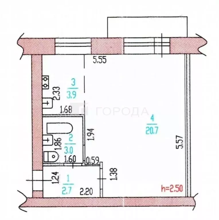 1-к кв. Алтайский край, Барнаул просп. Ленина, 47А (30.3 м) - Фото 2