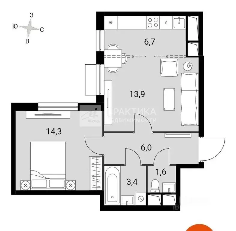 2-комнатная квартира: посёлок Развилка, Римский проезд, 13 (45.5 м) - Фото 1