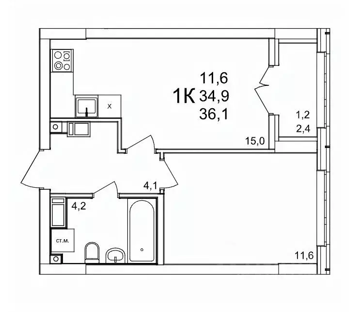 1-к кв. Нижегородская область, Нижний Новгород д. Анкудиновка, КМ ... - Фото 1