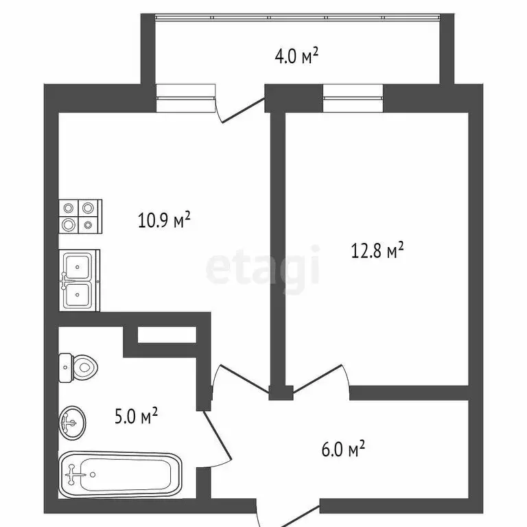 1-комнатная квартира: Тюмень, Обдорская улица, 1 (34.8 м) - Фото 1