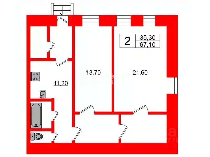 2-к кв. Санкт-Петербург Звенигородская ул., 6 (67.1 м) - Фото 1