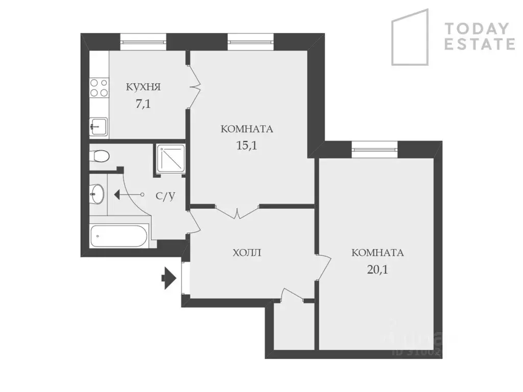 2-к кв. Москва Молодогвардейская ул., 47К1 (61.8 м) - Фото 1