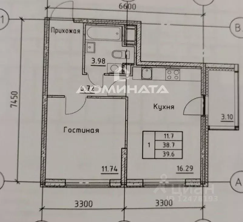 1-к кв. Санкт-Петербург Ириновский просп., 43 (38.0 м) - Фото 0