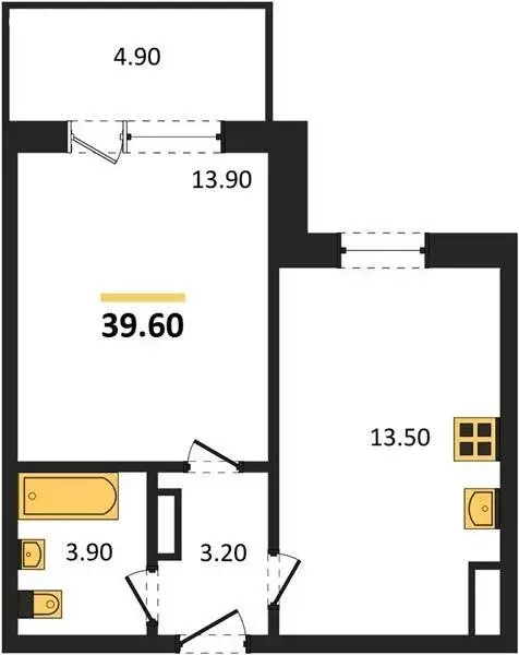 1-комнатная квартира: Пенза, улица Баталина, 29Ак1 (39.6 м) - Фото 1