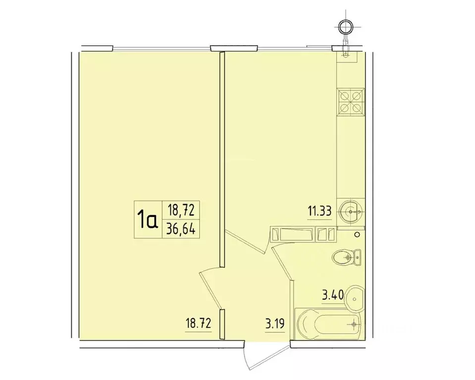 1-к кв. Крым, Евпатория Победа жилой комплекс (36.64 м) - Фото 0