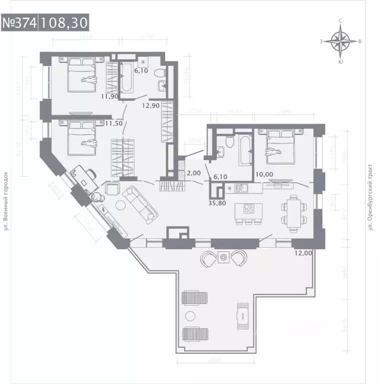 3-к кв. Татарстан, Казань Первомайский жилмассив, Оригана жилой ... - Фото 1