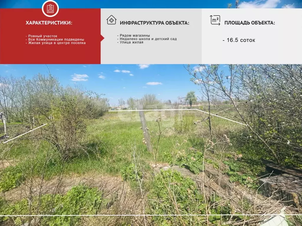 Участок в Белгородская область, Прохоровка рп ул. Советская, 3 (16.5 ... - Фото 1