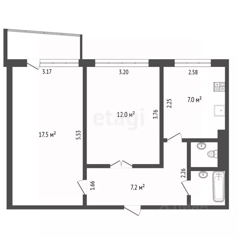 2-к кв. Крым, Симферополь ул. Героев Сталинграда (48.7 м) - Фото 2