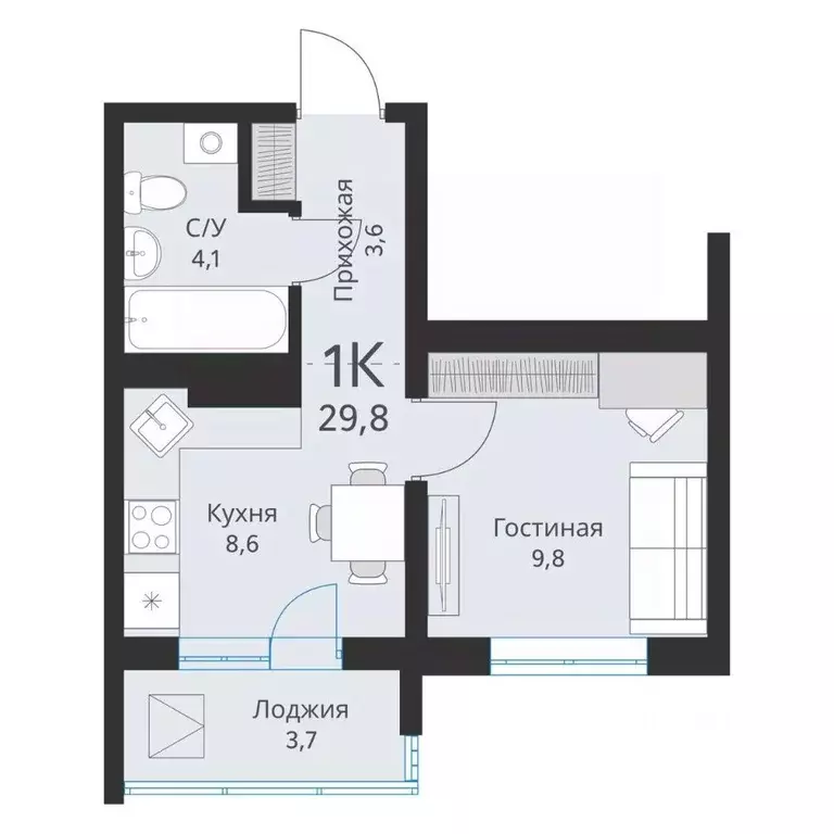 1-к кв. Новосибирская область, Обь  (28.0 м) - Фото 0