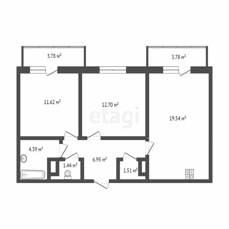 2-комнатная квартира: Тюмень, Велижанская улица, 66 (59.3 м) - Фото 0