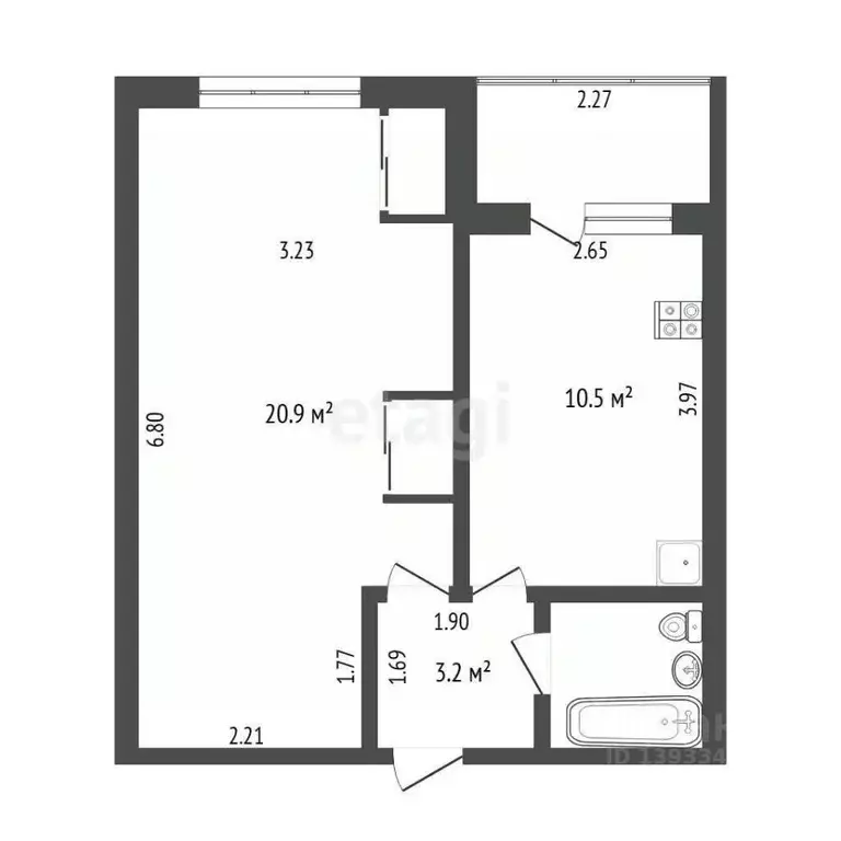 1-к кв. Тюменская область, Тюмень Тарманы мкр, ул. Малышева, 14 (38.1 ... - Фото 1