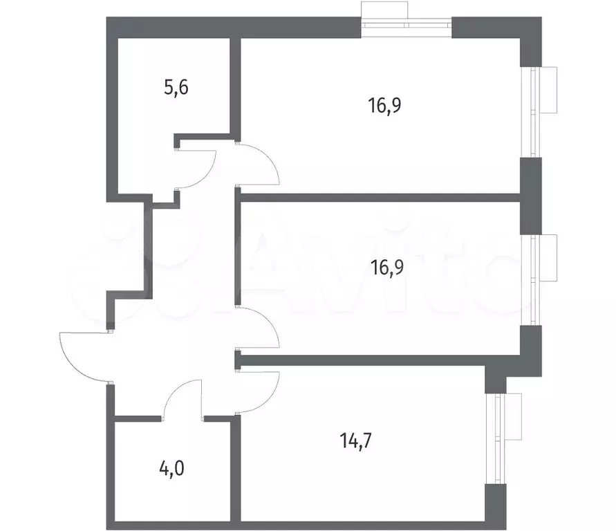 2-к. квартира, 67,6 м, 2/6 эт. - Фото 0