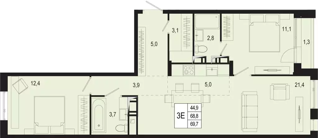 Квартира-студия: Московская область, городской округ Подольск, деревня ... - Фото 1